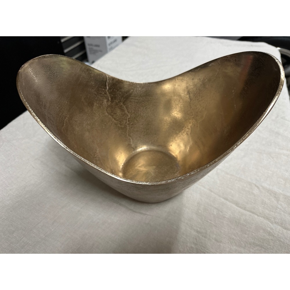 Howard Elliott 35137 Raw Gold Aluminum Hi-Lo Sculptural Accent Bowl Centerpiece